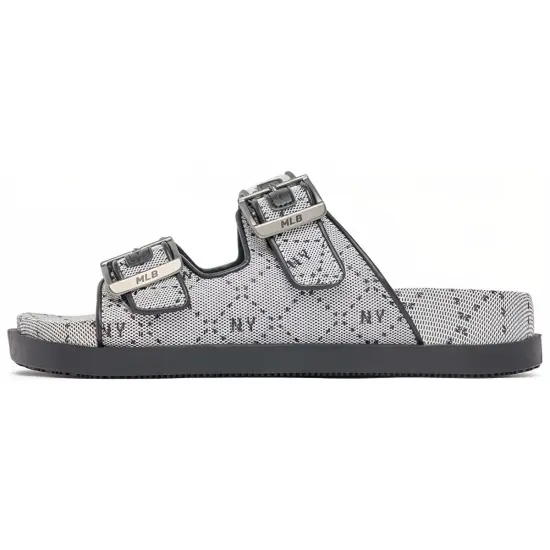 MLB Sandal Rubber Sole Slip-Resistant Odor-Resistant Slide Slippers Unisex Gray Black