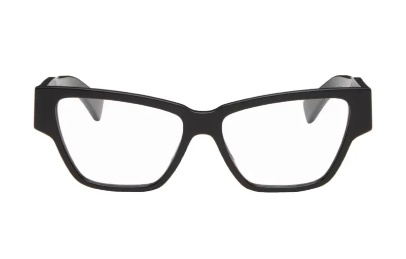 Bottega Veneta Recycled Acetate, Metal Irregular Shape Eyeglass Frames Women's Black