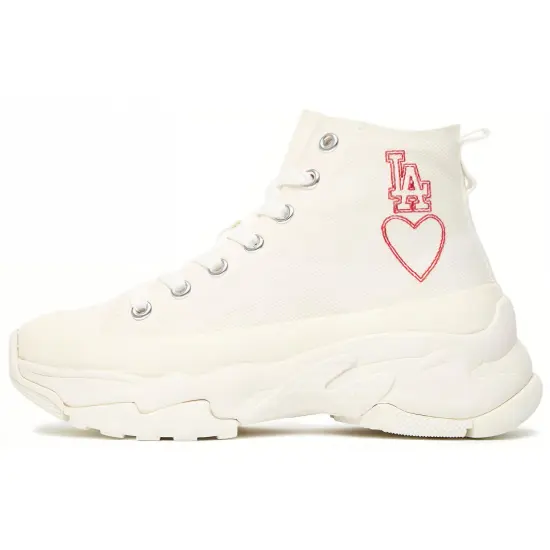 MLB Chunky High Canvas Shoes Unisex High-Top White/Red