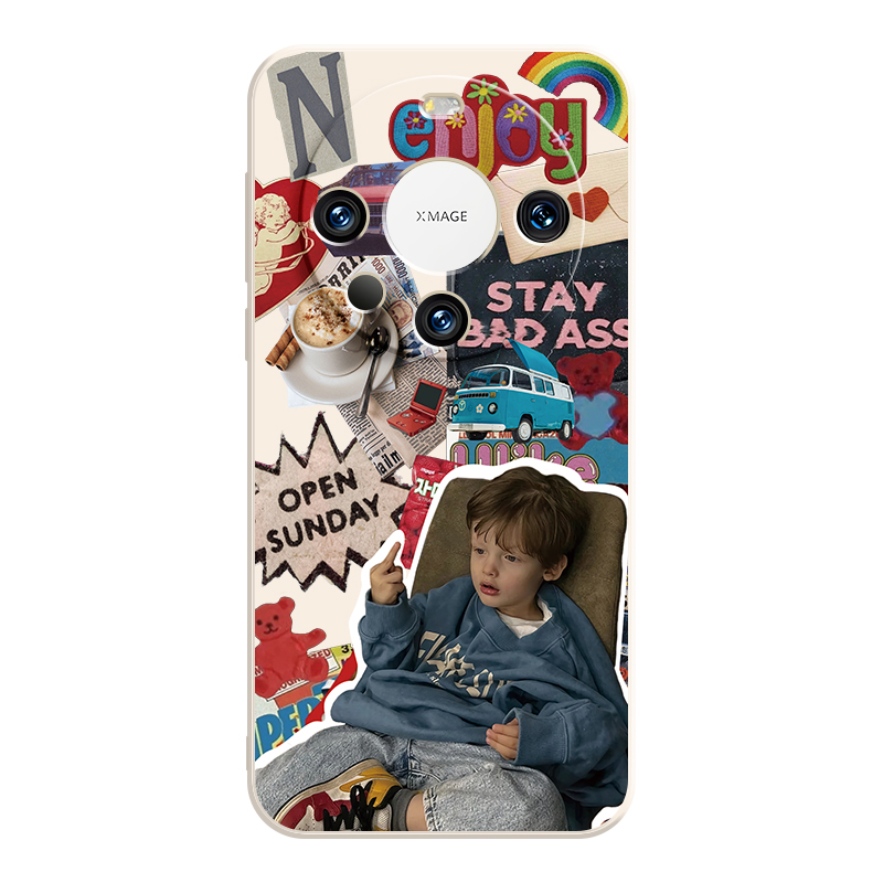 JIONG BEAR silicone material, high-end Internet celebrity ins European and American style splicing boy anti-fall mobile phone case, suitable for Huawei pura70/p60/p50/p40pro/p30/mate70pro/60/50pro/40/30e trend