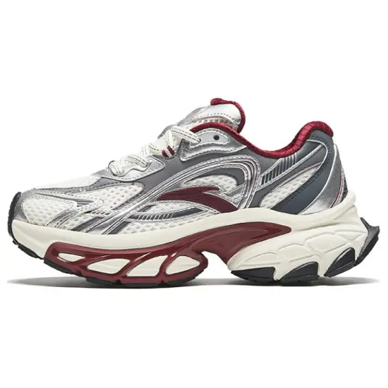 ANTA Star Moon Series Chunky Sneakers Women's Low-Top White Silver Gray