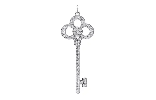 TIFFANY & CO. Tiffany, platinum diamond pendant for keys for men and women, print, for beloved