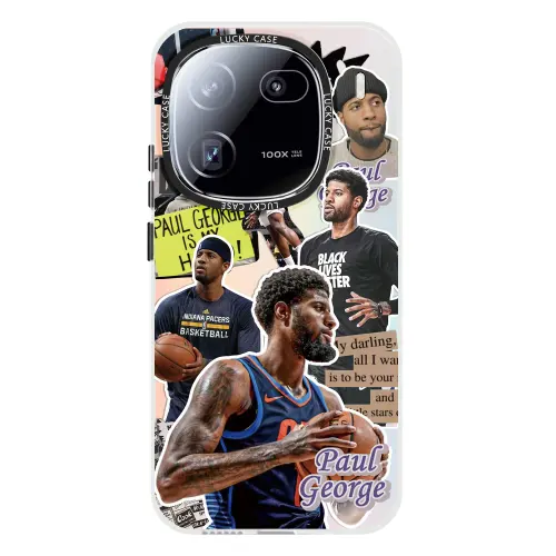 Small bone ABS+PC material NBA Paul George laser colorful frosted mobile phone case suitable for VIVOX100/90/80/70/IQOOneo9/8PRO/iqoo12/11S/10/9/s18/s17 trendy cool