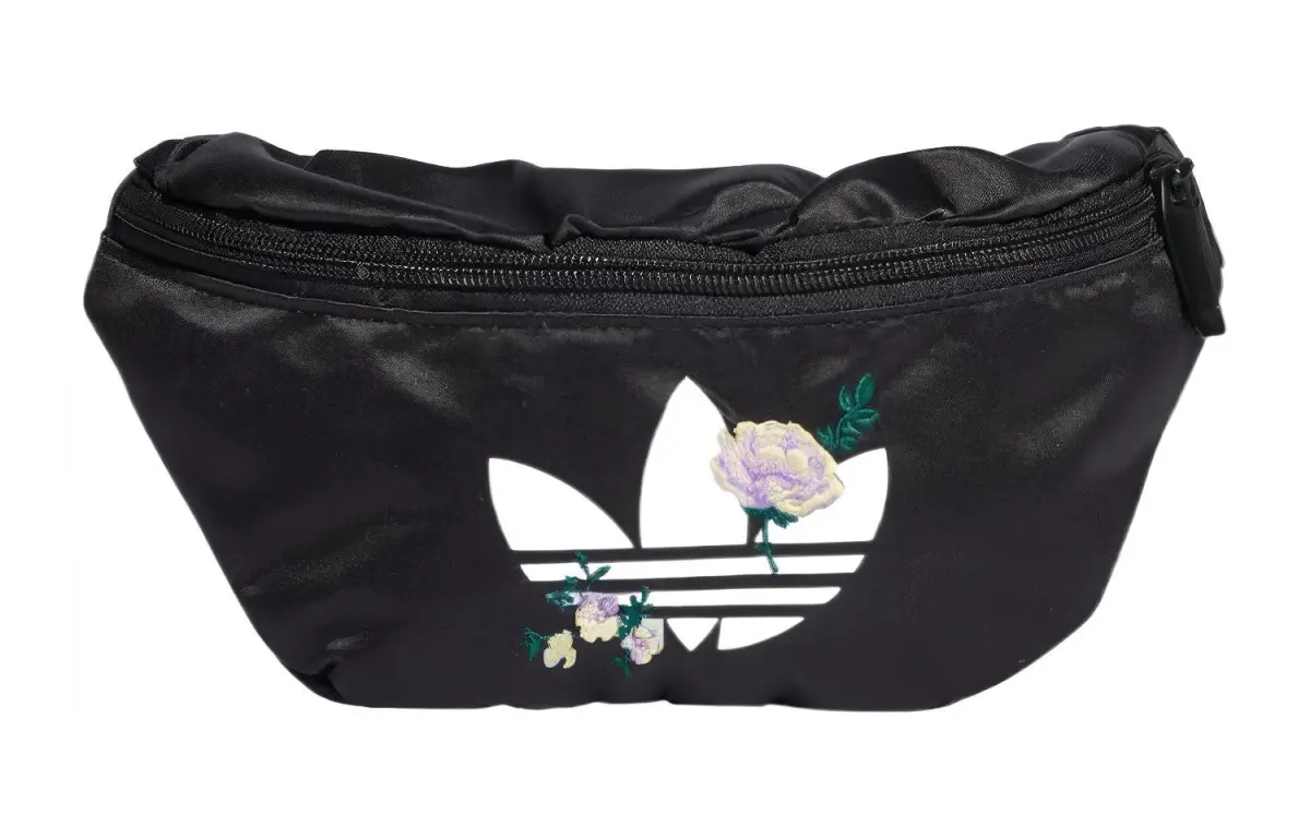 Adidas Originals Recycled Material Satin Panel Crossbody One Shoulder Fanny Pack Regular Women's Black