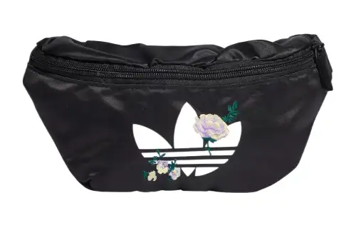 Adidas Originals Recycled Material Satin Panel Crossbody One Shoulder Fanny Pack Regular Women's Black