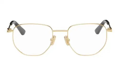 Bottega Veneta Metal Irregular Shape Eyeglass Frames Unisex Gold
