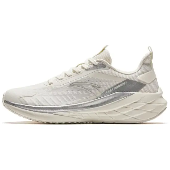 Anta Cushioning Anti Slip Wear Resistant Breathable Lightweight Rebound Low Top Running Shoes Men's White Gray
