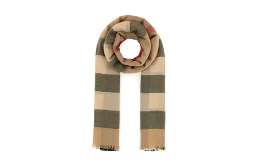 Burberry Checked Frayed-Edge Scarf