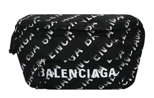 Balenciaga WHEEL Nylon Fanny Pack Regular Unisex Black White