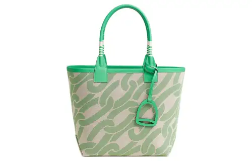 HERMES Steeple H Plume Canvas With Swift Calfskin Tote Bag, Shopping Bag, Canvas Bag, Handbag Women's Multicolor