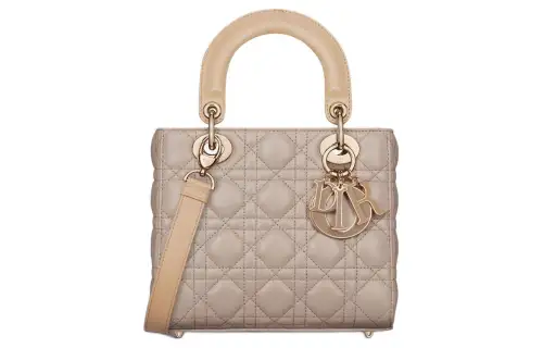 DIOR Lady Dior Sheepskin Handbag, Shoulder Bag, Crossbody Bag, Handbag Small Women's Cookie & Beige & Brown