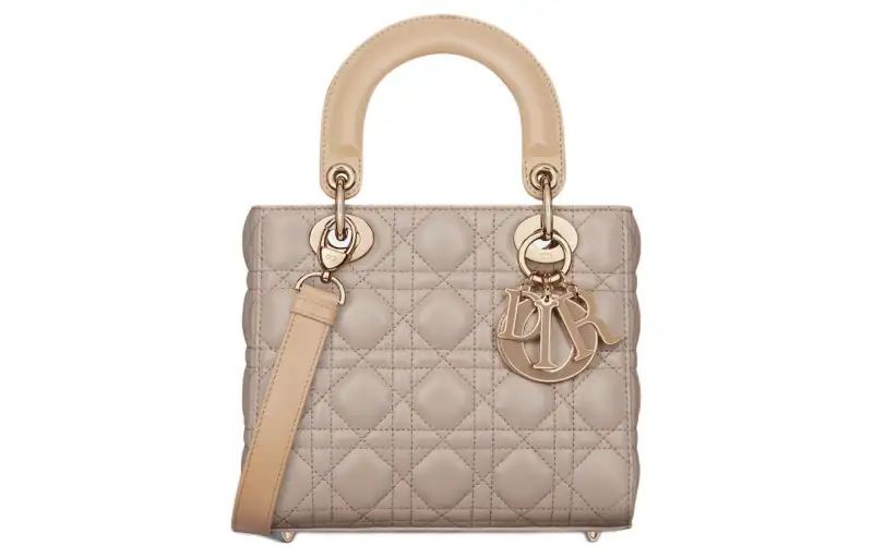 DIOR Lady Dior Sheepskin Handbag, Shoulder Bag, Crossbody Bag, Handbag Small Women's Cookie & Beige & Brown