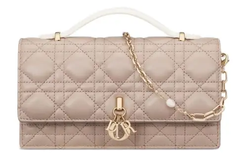 DIOR Sheepskin Shoulder Bag, Crossbody Bag Mini Women's Milk White & Beige Brown