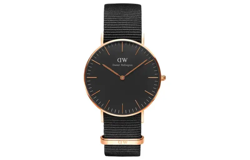 Nylon quartz watch strap, black dial, fashionable women's watch for men and women, quartz mechanism, 36mm, European style