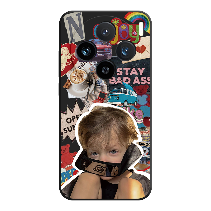 JIONG BEAR silicone material Internet celebrity creative American splicing retro style anti-fall mobile phone case suitable for vivoiqoo12/11/10pro/9/8/7/neo9/neo8/neo7/neo6/neo5 art