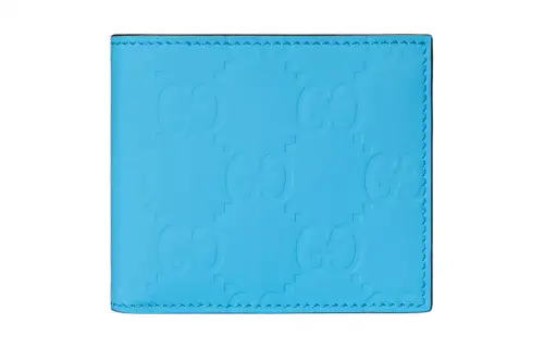 GUCCI Rubber Effect Leather Wallet Men's Blue