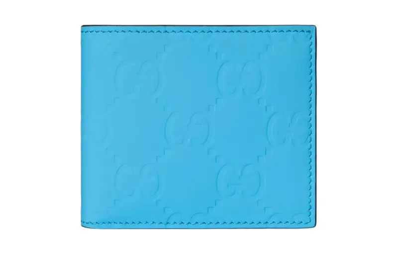 GUCCI Rubber Effect Leather Wallet Men's Blue