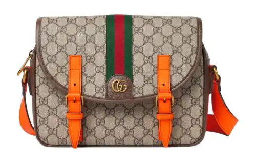 GUCCI Ophidia Canvas With Leather Trim Shoulder Bag, Crossbody Bag Men's Beige & Ebony