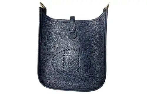 HERMES Evelyne Cow Leather Crossbody Bag, Shoulder Bag 16 Women's 7P Bleu De Prusse Prussian Blue