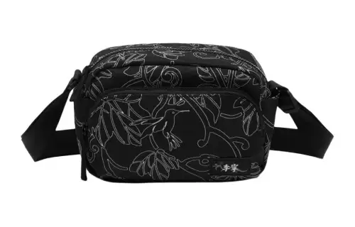 Li Ning China Culture Collection Polyester Crossbody Bag Unisex Black All Over Print
