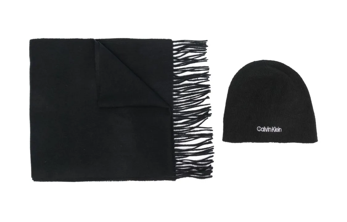 Calvin Klein Logo embroidered Beanie And Scarf Set