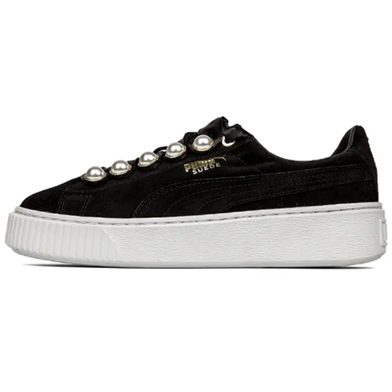 PUMA Suede Skateboarding Shoes Women's Low-top Black