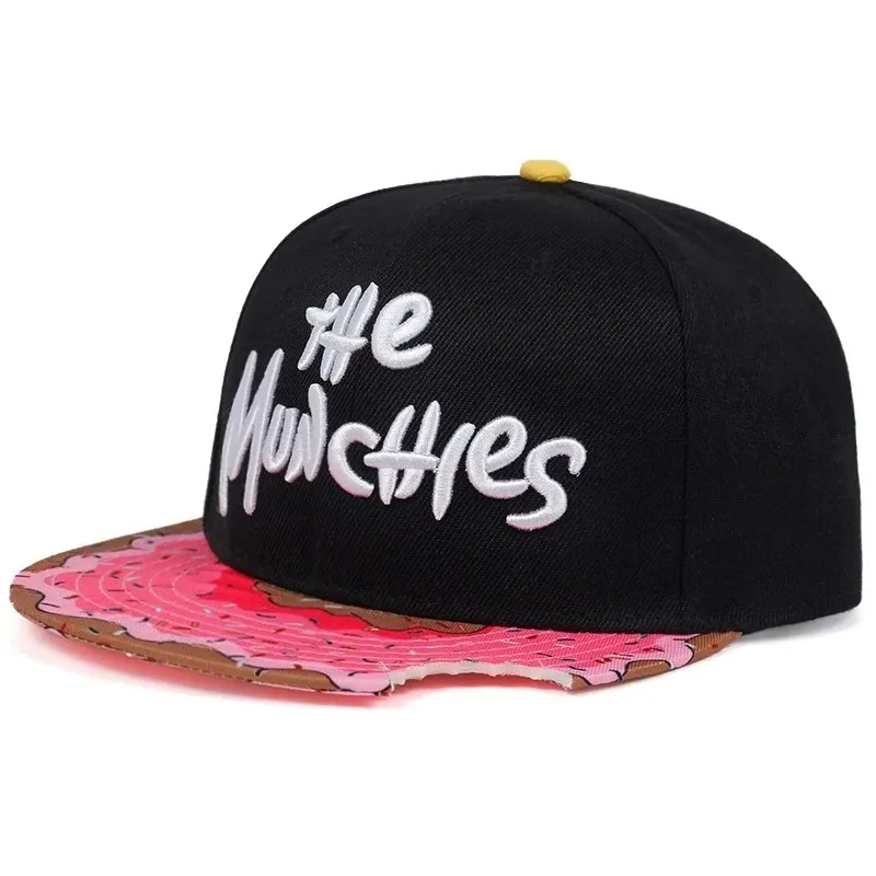 AAJF Cotton Slit Donut Flat Top Baseball Cap For Students, Hip Hop Embroidered Flat Top Hat Unisex