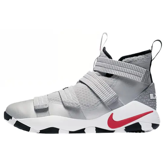 Nike Zoom Soldier 11 Basketball Shoes Men Mid-top Silver/Red