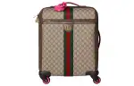 GUCCI Ophidia Supreme Canvas With Leather Trim Suitcase With Handle Men's Beige & Ebony