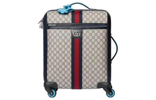 GUCCI Ophidia Canvas With Leather Trolley Bag Men's Blue & Beige