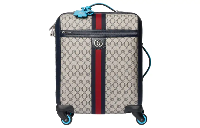 GUCCI Ophidia Canvas With Leather Trolley Bag Men's Blue & Beige