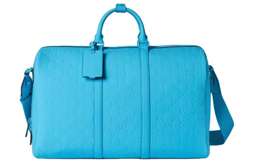 GUCCI Leather Crossbody Handbag, Travel Bag Large Men's Blue