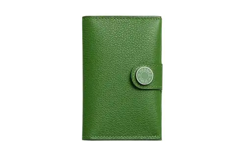 HERMES R.M.S Evercolor Calfskin Card Holder Unisex Silk Blue Green & Locust Green
