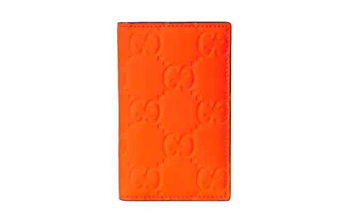 GUCCI Leather Card Holder Men's Orange