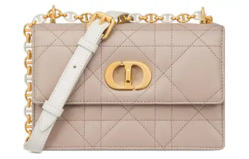 DIOR Miss Caro Sheepskin Shoulder Bag, Crossbody Bag Mini Women's Milk White & Beige Brown