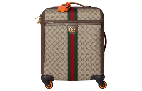 GUCCI Ophidia Canvas With Leather Trolley Bag Men's Orange & Beige