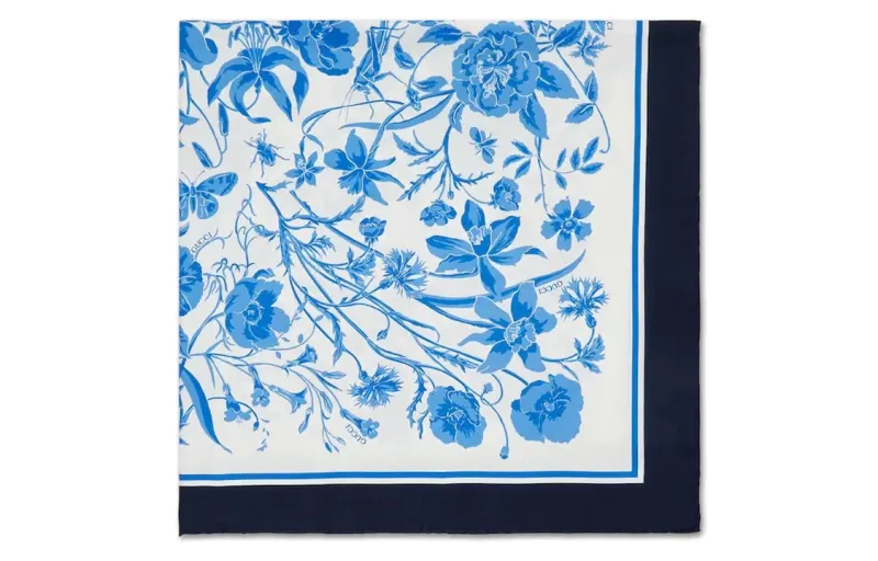 GUCCI Silk Scarves Women's Blue
