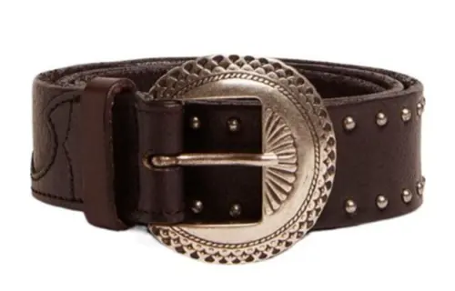 Golden Goose Stud Decoration, Pin Buckle Leather Belts Men's Brown Width 3.5CM