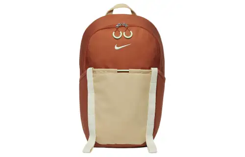 Nike Fabric Backpack Regular Unisex Sunrise Fire Red & Sesame Brown & Vapor Green