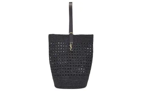 SAINT LAURENT Raffia Handbag Large Women's Black