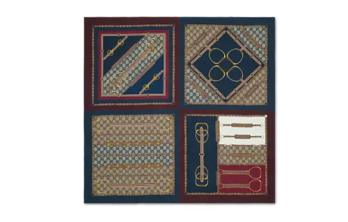 GUCCI Patterned Print Pre Fall Collection Scarves Women's Red Brown