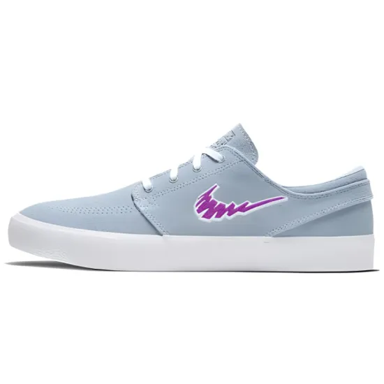 Nike SB Stefan Janoski Skateboarding Shoes Men Low-top Light Ordnance Blue/White/Rubber Light Brown/Bright Purple