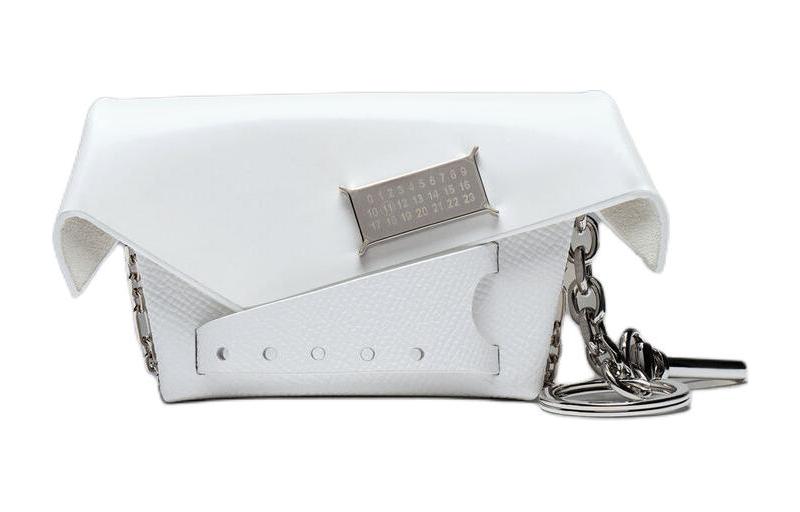 Maison Margiela Snatched Logo Patch Geometric Styling Chain Keychain Bag Accessory Women's White