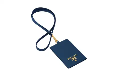 PRADA Saffiano Leather Card Holder Women's Blue