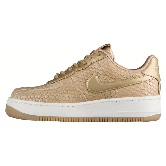 Nike Air Force 1 Skateboarding Shoes Women's Low-top Gold/White