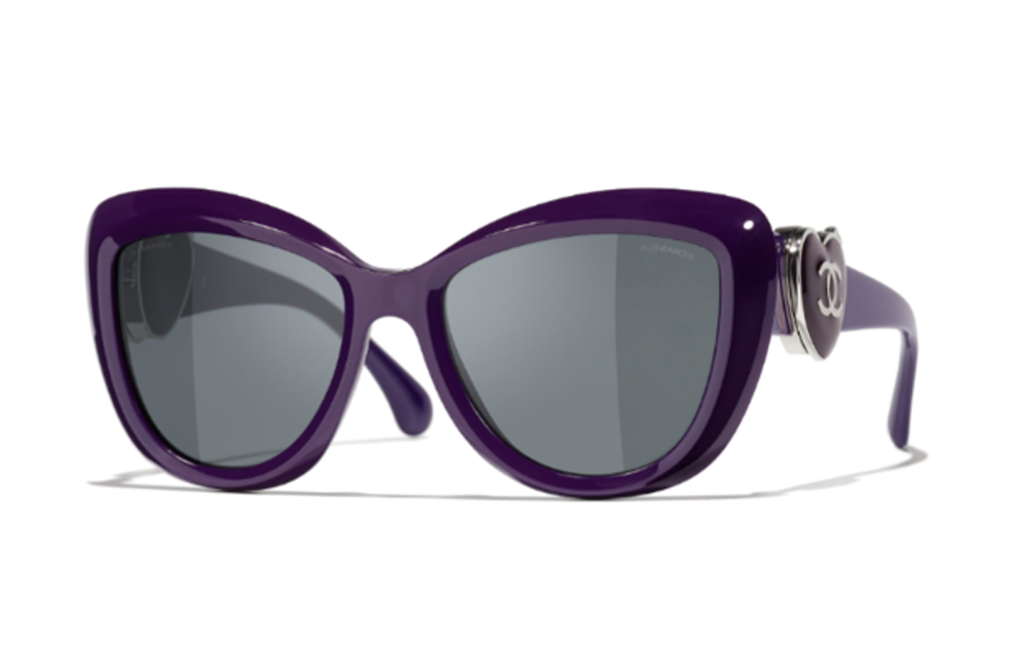 CHANEL Acetate Butterfly Sunglasses Unisex Purple