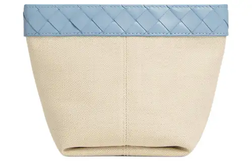 Bottega Veneta Linseed With Leather Clutch Small Women's Natural Color & Ice Blue