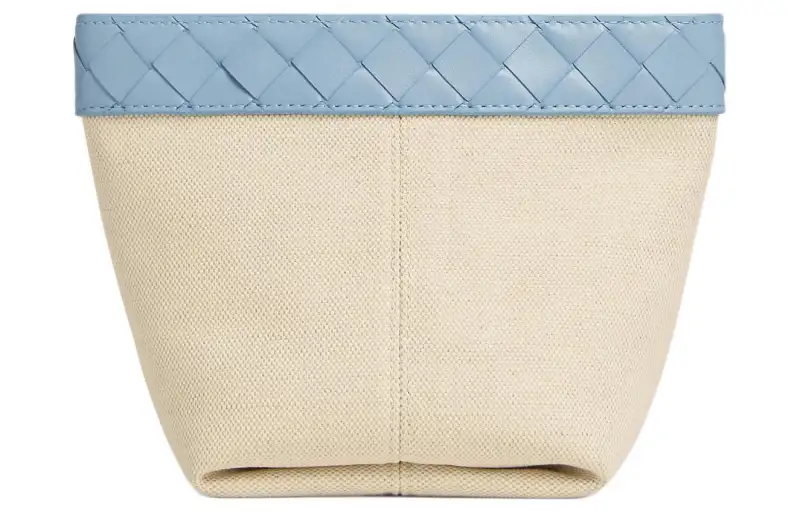 Bottega Veneta Linseed With Leather Clutch Small Women's Natural Color & Ice Blue