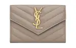 SAINT LAURENT Lambskin Wallet Women's Taupe