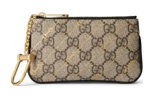 GUCCI Canvas Key Pouch Women's Black & Ebony